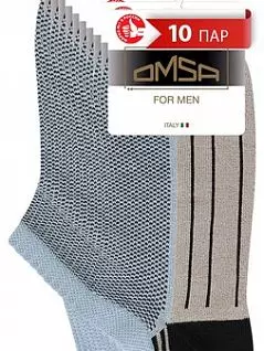 Набор укороченных носков с дизайнерским рисунком OMSA JSACTIVE 109 (5 пар) blu chiaro oms